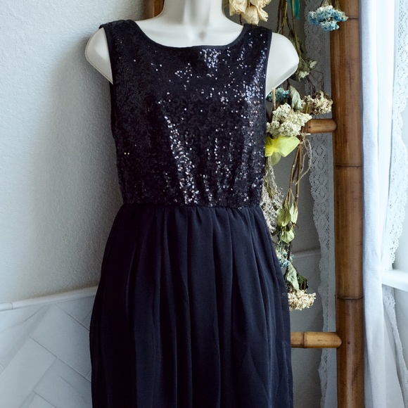 ISSI Sequence Chiffon Black Mini Dress Small - Picture 9 of 13